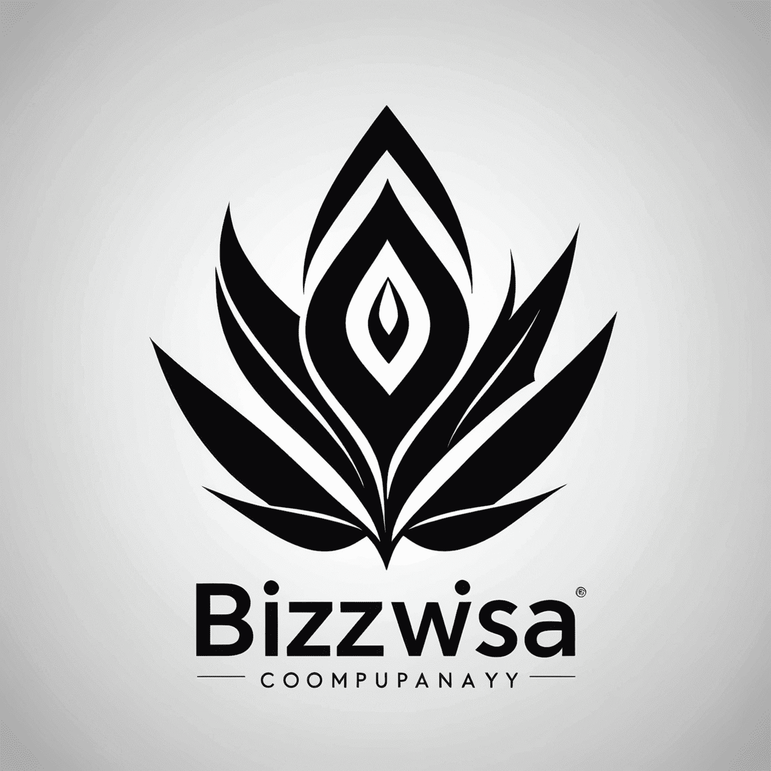 BizWizSA company logo in black and white, a combination of company name and an abstract symbol representing business growth and success