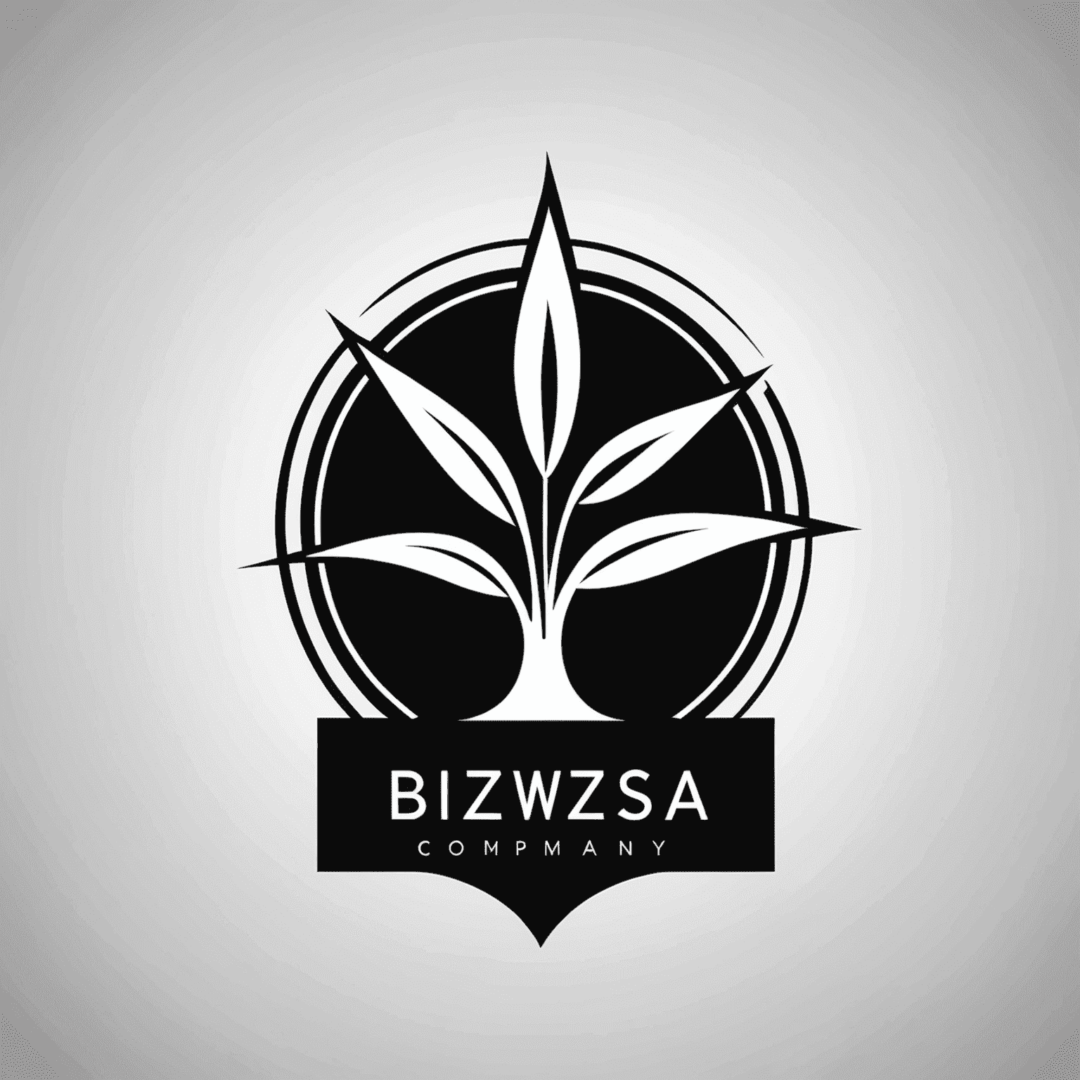 BizWizSA company logo in black and white, a combination of company name and an abstract symbol representing business growth and success