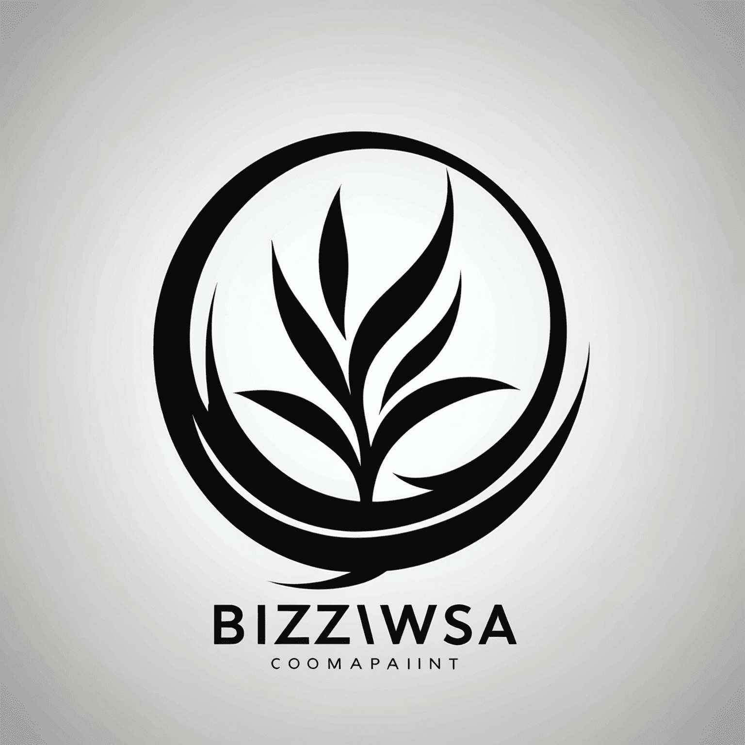 BizWizSA company logo in black and white, a combination of company name and an abstract symbol representing business growth and success