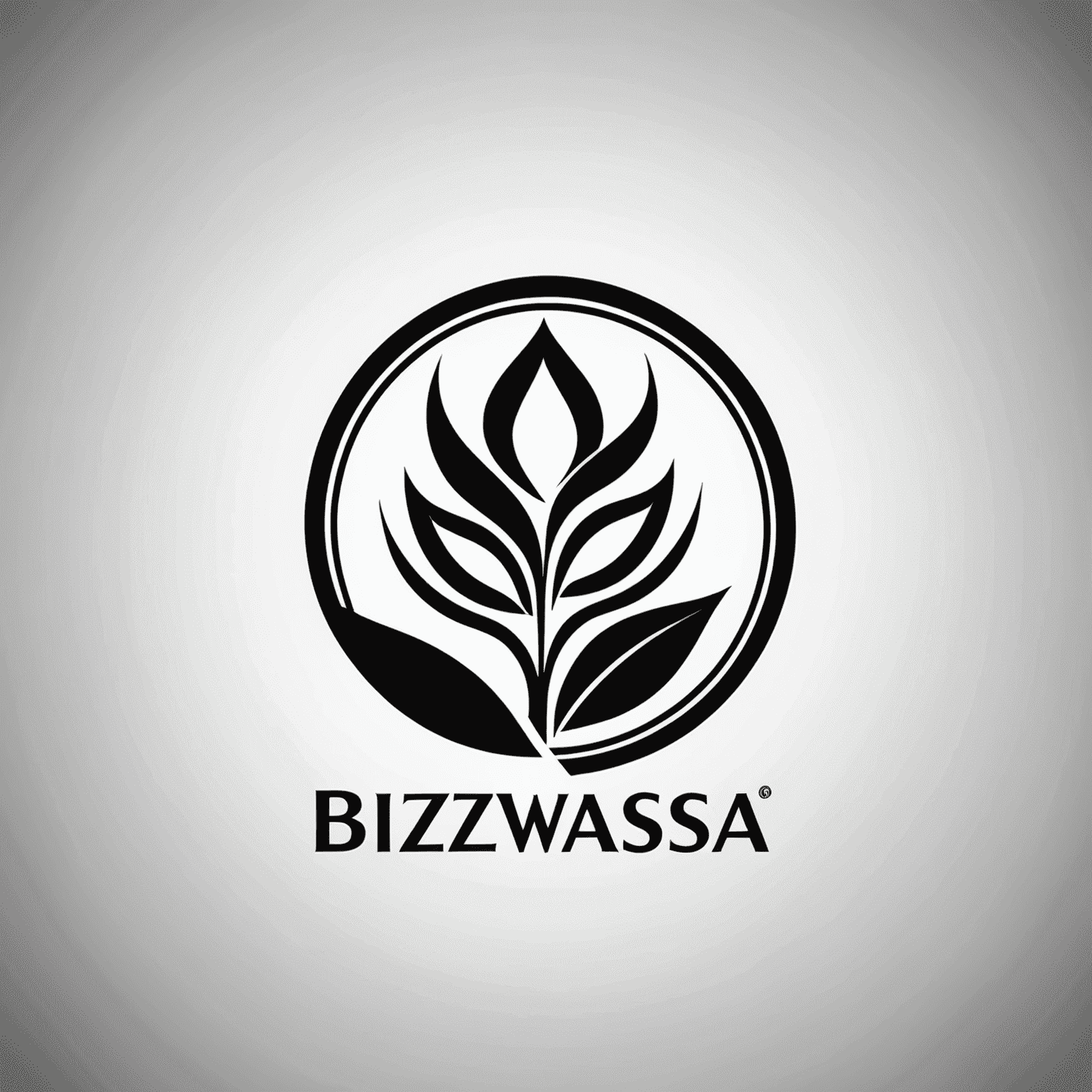 BizWizSA company logo in black and white, a combination of company name and an abstract symbol representing business growth and success