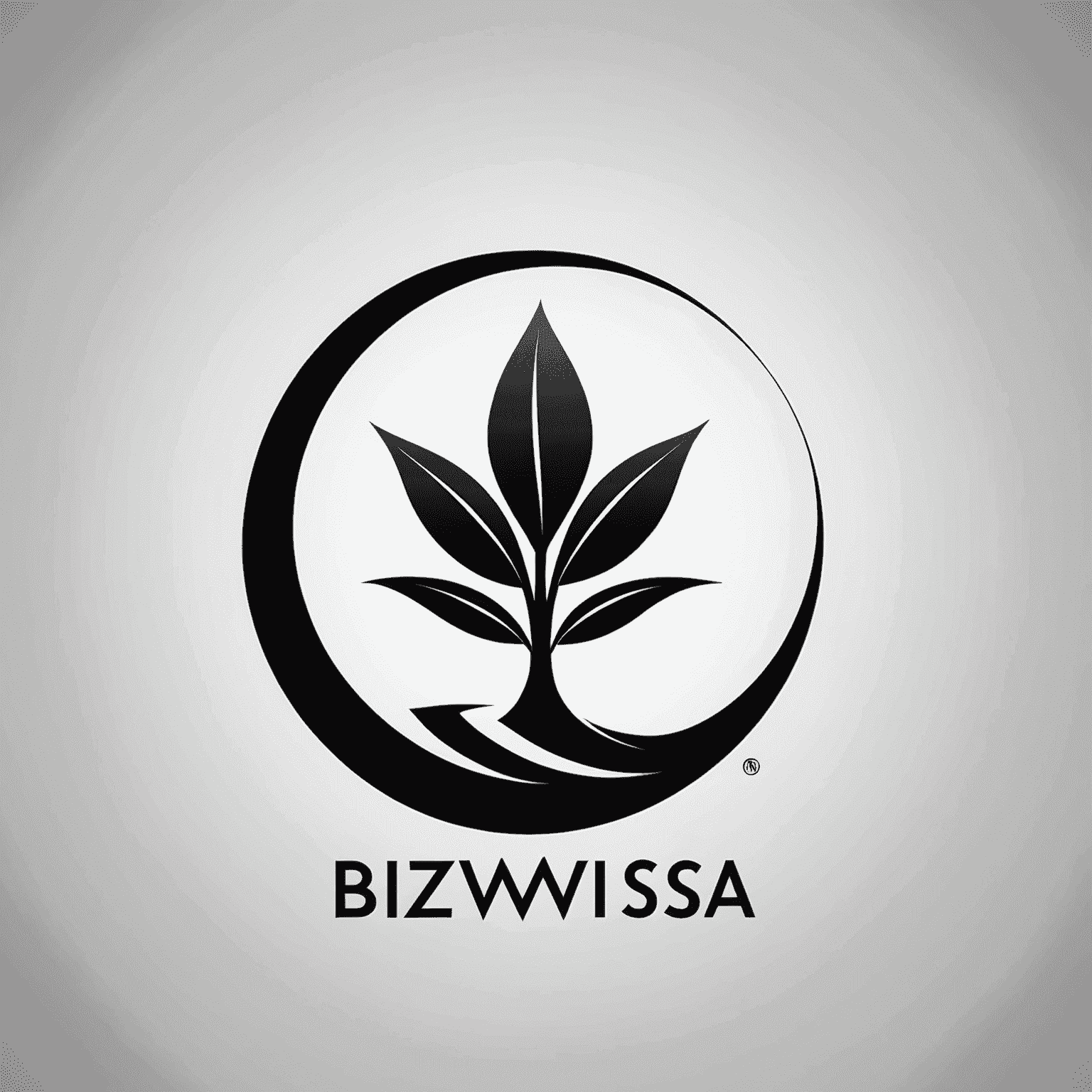 BizWizSA company logo in black and white, a combination of company name and an abstract symbol representing business growth and success