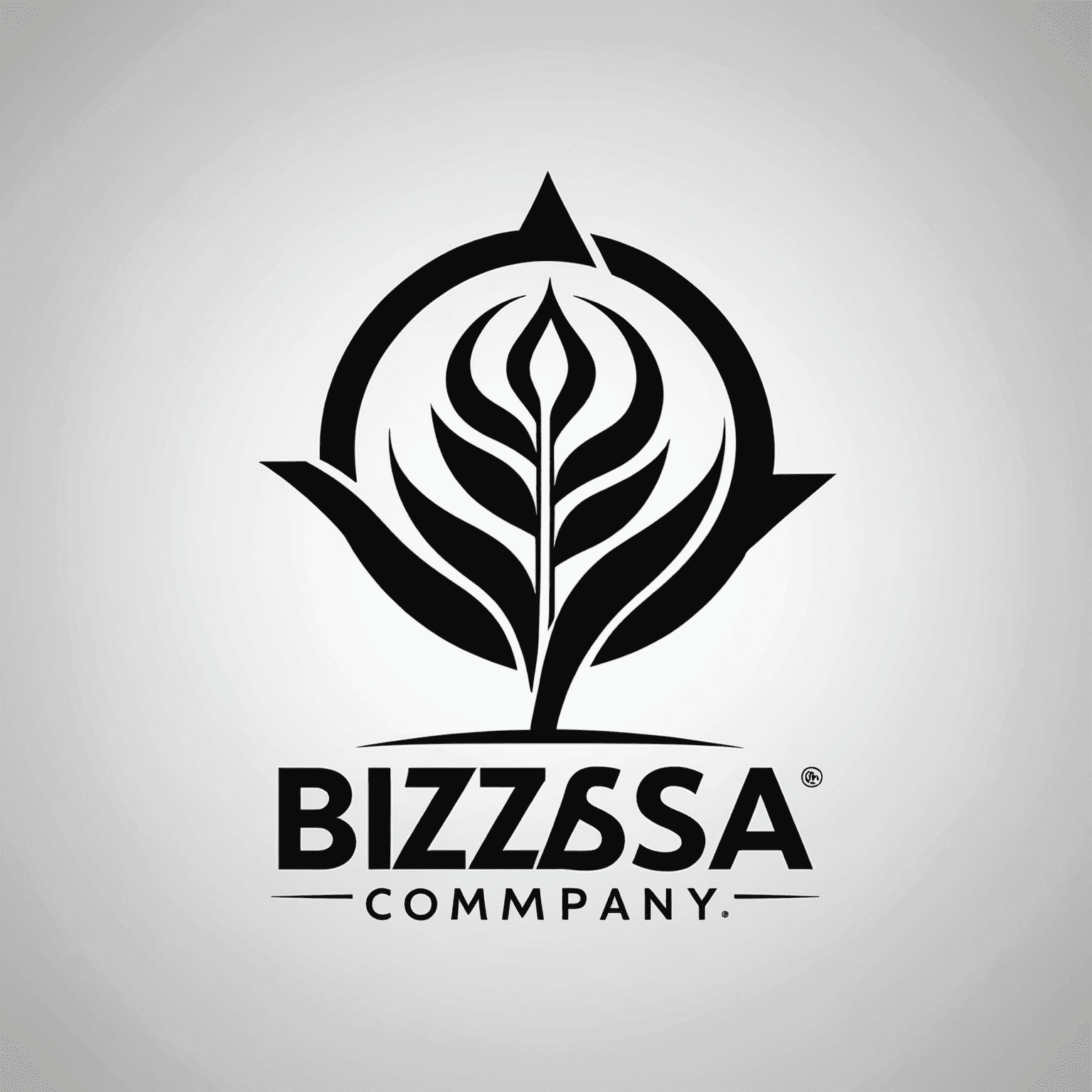 BizWizSA company logo in black and white, a combination of company name and an abstract symbol representing business growth and success