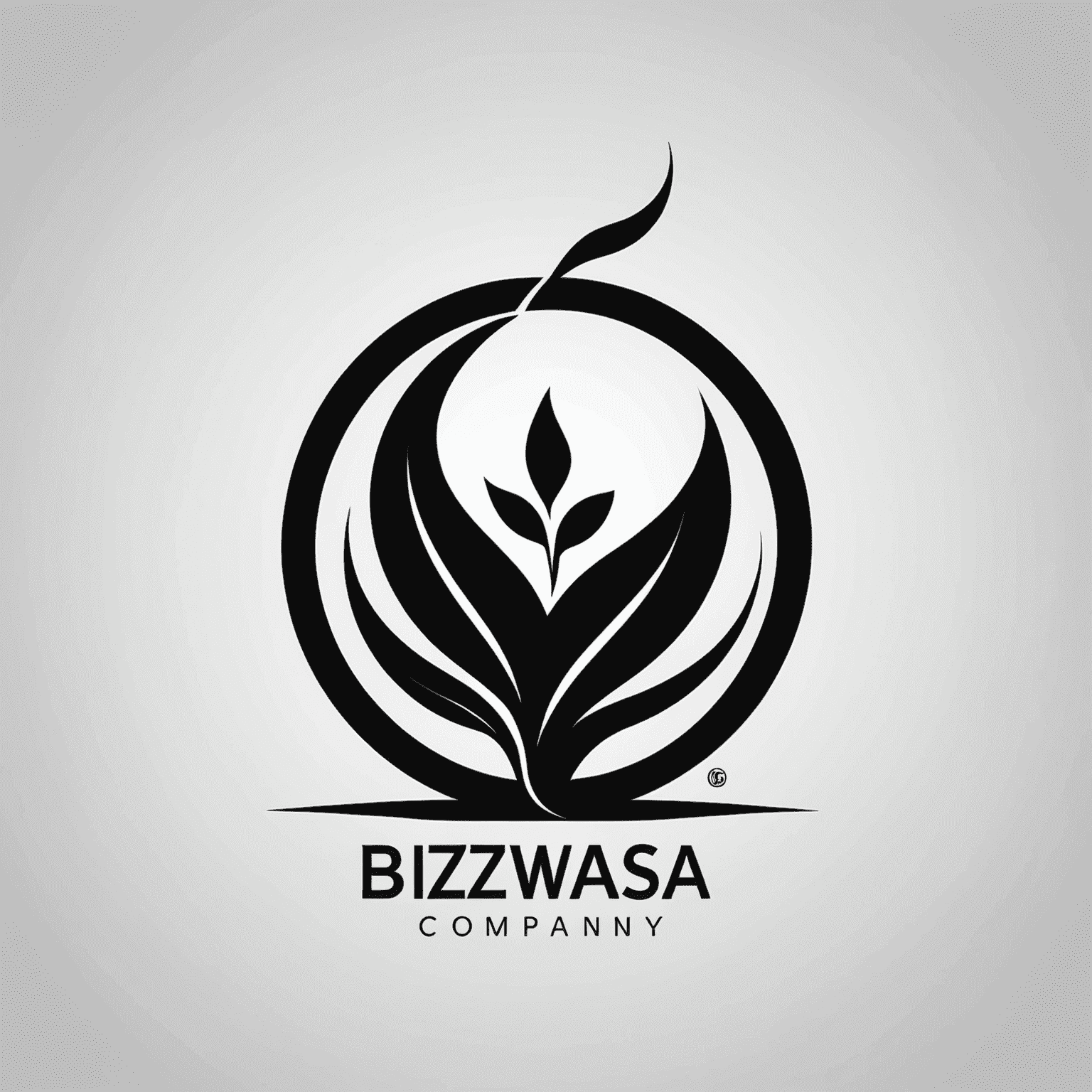 BizWizSA company logo in black and white, a combination of company name and an abstract symbol representing business growth and success