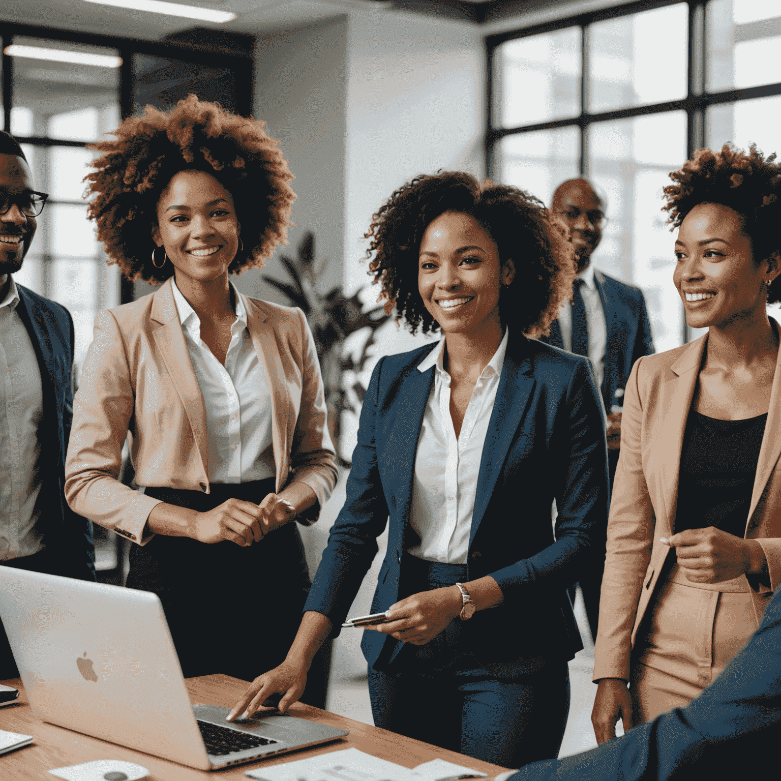 A team of diverse professionals collaborating in an office setting, representing our HR consulting services for South African businesses